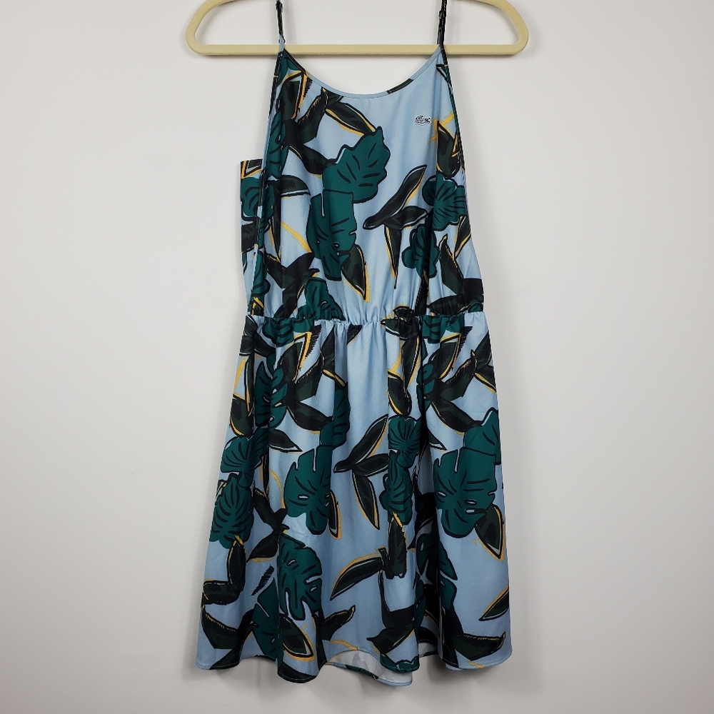 Lacoste Tropical Leaf Pattern Sleeveless Dress